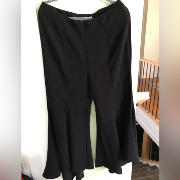 Anthropologie Bell Bottom Flare Pants Size 12 Black Flared Boho Side Zip - Picture 2 of 8